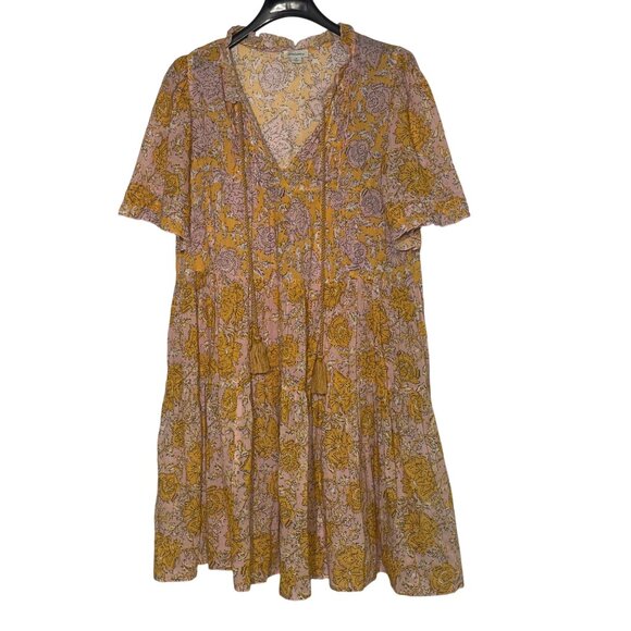 Sundance Breezy Summer Floral Boho Tiered Tassel Dress Sz MED Gauzy Cotton - Picture 1 of 7